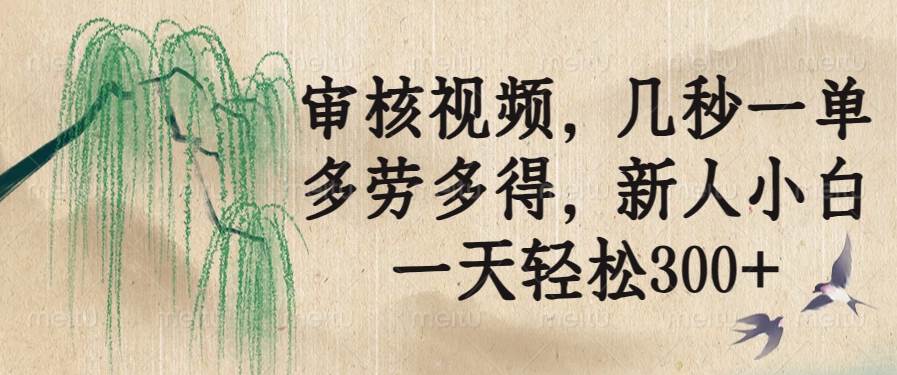 审核视频，几秒一单，多劳多得，新人小白一天轻松300+-晓贤资源网