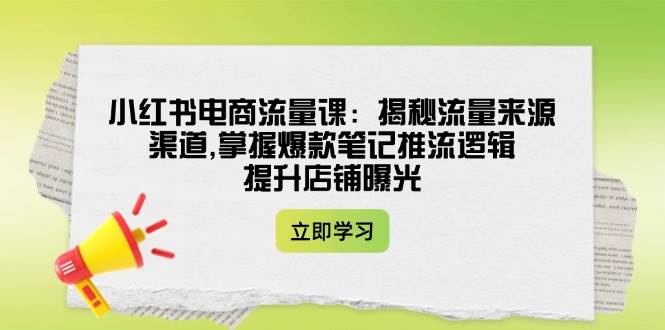 小红书电商流量课：揭秘流量来源渠道,掌握爆款笔记推流逻辑,提升店铺曝光-晓贤资源网