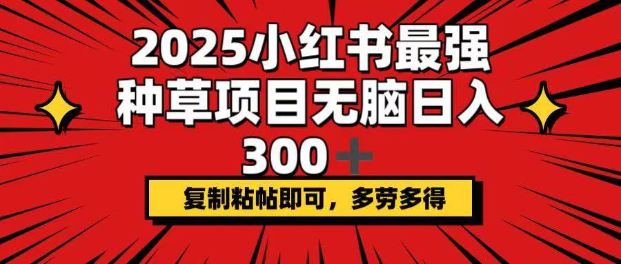 2025小红书最强种草项目，无脑日入300+，复制粘帖即可，多劳多得-晓贤资源网
