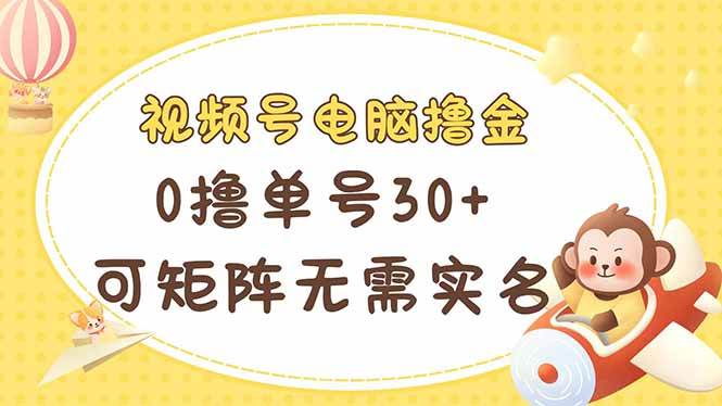 视频号电脑撸金 0撸单号30+ 可矩阵 无需实名多号多得-晓贤资源网